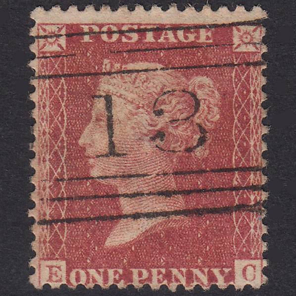 GB QV 1857 1d Rose-Red Plate 34 SG40-C10(1) EC VFU Arbroath 13