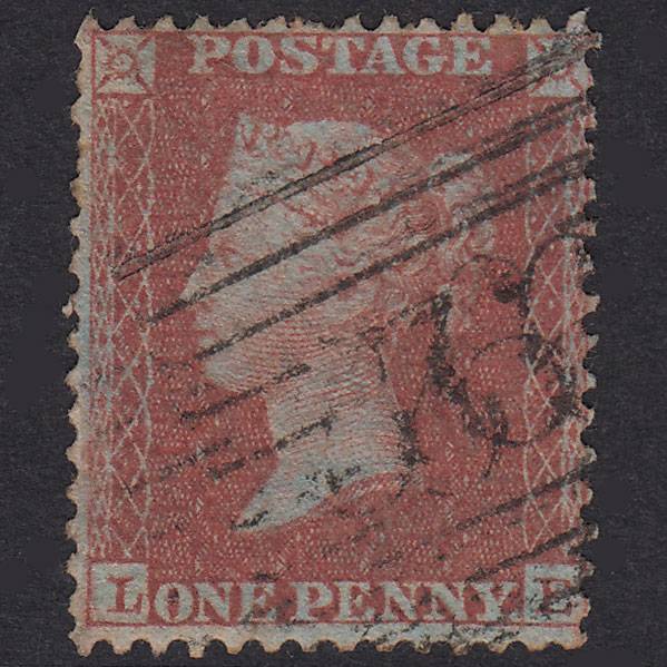 GB QV 1855 1d Red-Brown Plate 16 SGC6(1) LE GU Cupar Fife 92