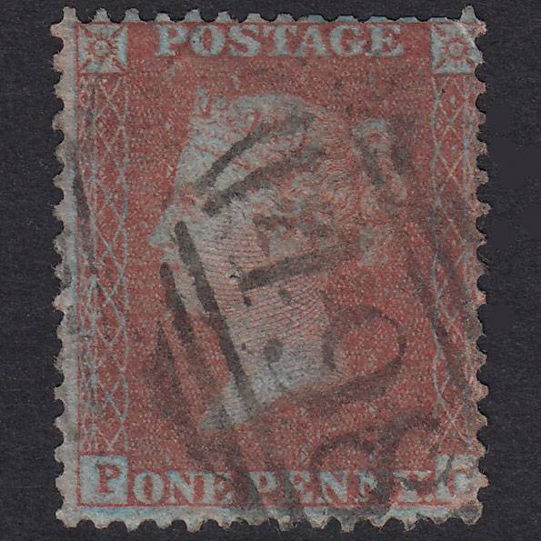 GB QV 1855 1d Red-Brown Plate 19 SG24-C3(1) PC PU Manchester 498 Pinhole