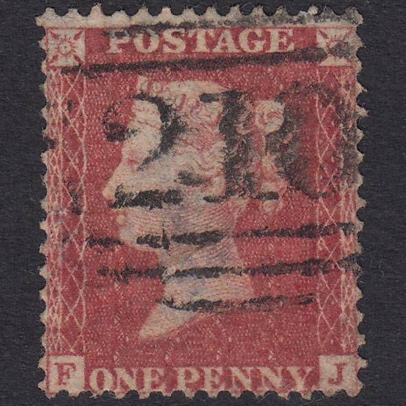GB QV 1857 1d Rose-Red Plate 34 SG40-C10(1) FJ GU Colchester 210