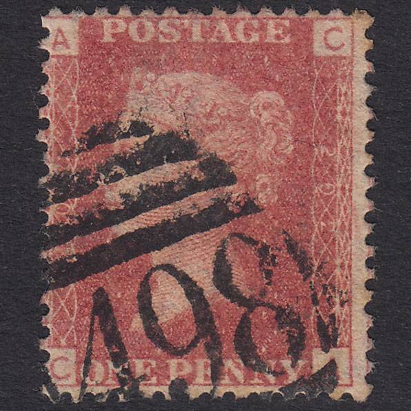 GB QV 1864 1d Rose-Red Plate 202 SG43-G1(1) CA GU Manchester 498