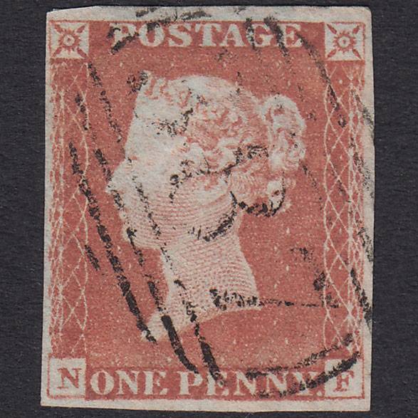 GB QV 1841 1d Red-Brown Plate 68 SG8-B1(1) NF FU 4M Huddersfield 387