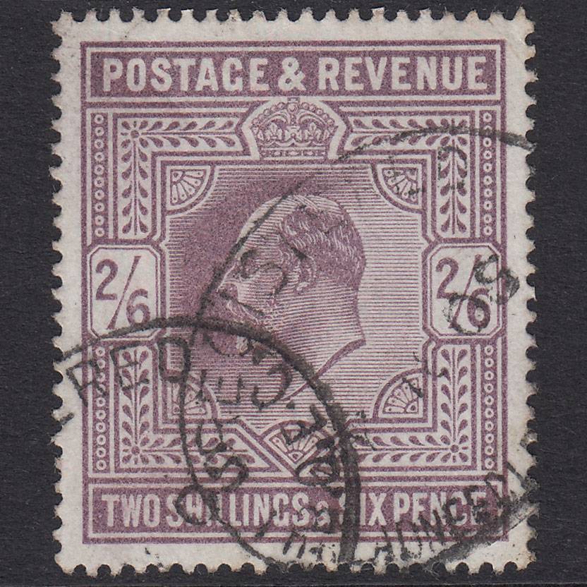 GB KE7 1902 2/6 Lilac SG260-M48(1) FU Registered Cancel