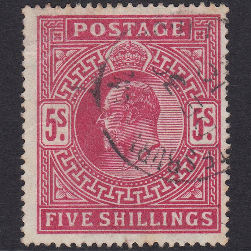 GB KE7 1902 5/- Brt Carmine SG263-M51(1) GU CDS