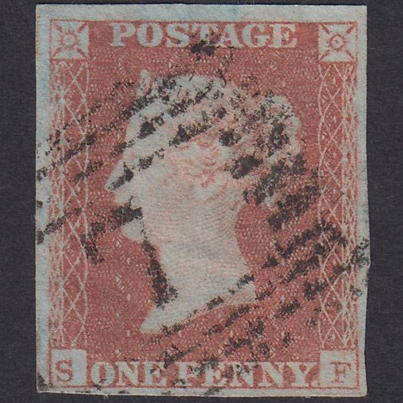 GB QV 1841 1d Red-Brown Plate 88 SG8-B1(1) SF FU 4 Margins Alloa 7