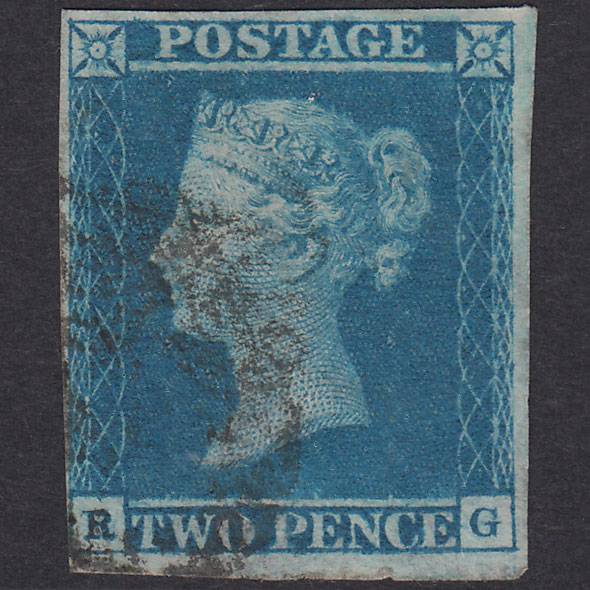 GB QV 1841 2d Pale Blue Plate 3 SG13-E1(1) RG GU 4 Margins
