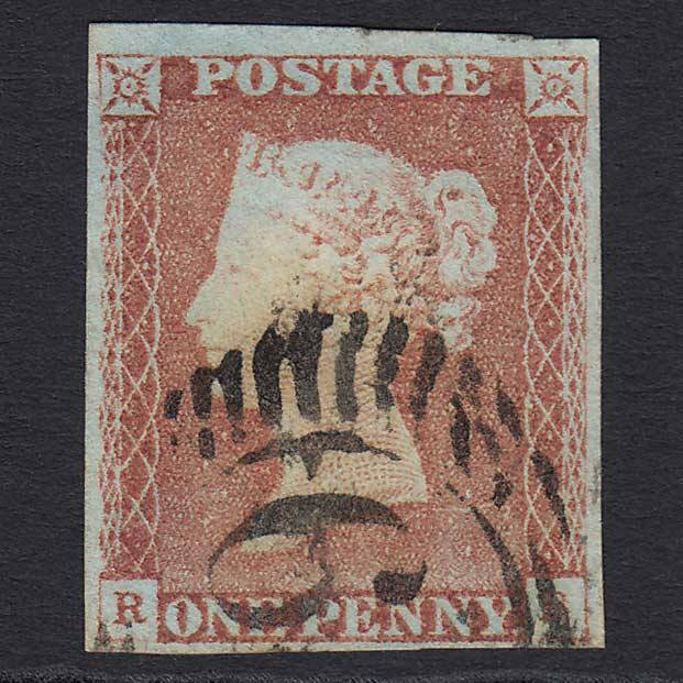 GB QV 1841 1d Pale Red-brown Pl 68 (SG9) 'RB' FU London D&S Cancel 4M