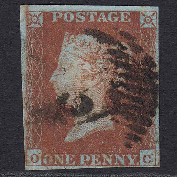 GB QV 1841 1d Red-brown Pl 66 (SG8) 'OC' FU 4 Margins London IS Cancel
