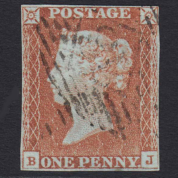 GB QV 1841 1d Pale Red-brown (Plate 51) (SG9) 'BJ' FU 4M London IS 13