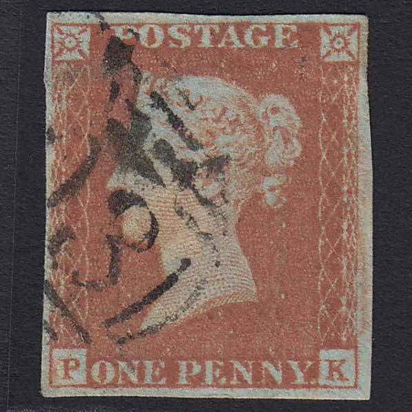 GB QV 1841 1d Red-brown (Plate 87) (SG8) 'PK' GU 4 Margins