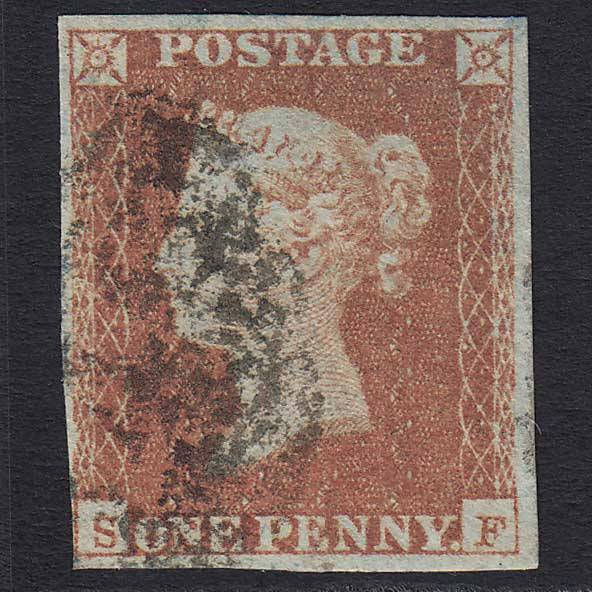 GB QV 1841 1d Red-brown (Plate 98) (SG8) 'SF' GU 4 Margins