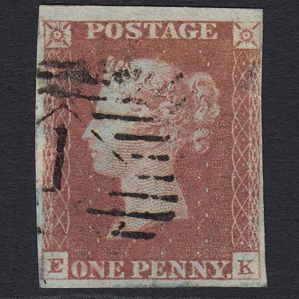GB QV 1841 1d Red-brown (Plate 73) (SG8) 'EK' FU 4 Margins London IS 1