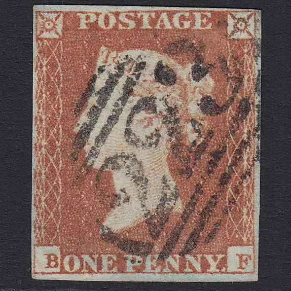 GB QV 1841 1d Red-brown (Plate 87) (SG8) 'BF' FU Coventry (223) 4 Margins