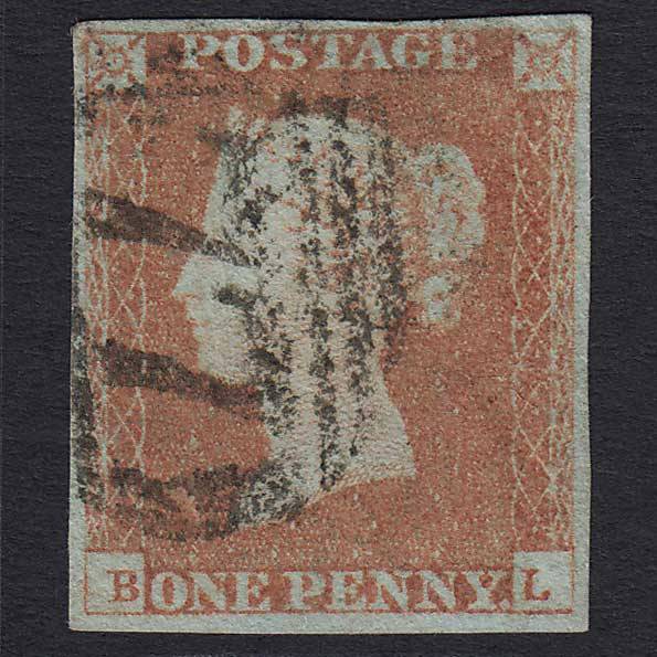 GB QV 1841 1d Red-brown (Plate 87) (SG8) 'BL' GU 4 Margins