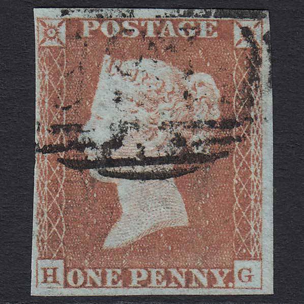 GB QV 1841 1d Red-brown (Plate 70) (SG8) 'HG' FU 4 Margins