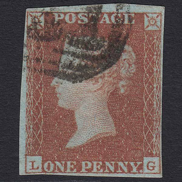 GB QV 1841 1d Red-brown (Plate 95) (SG8) 'LG' FU 4 Margins