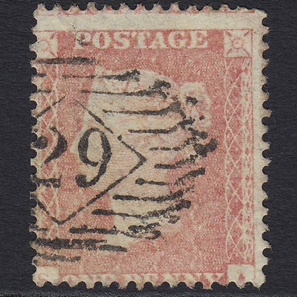 GBqv 1857 1d Pale Rose Transitional (Plate 34) SGC9A(1) SA GU London IS 29 29.f