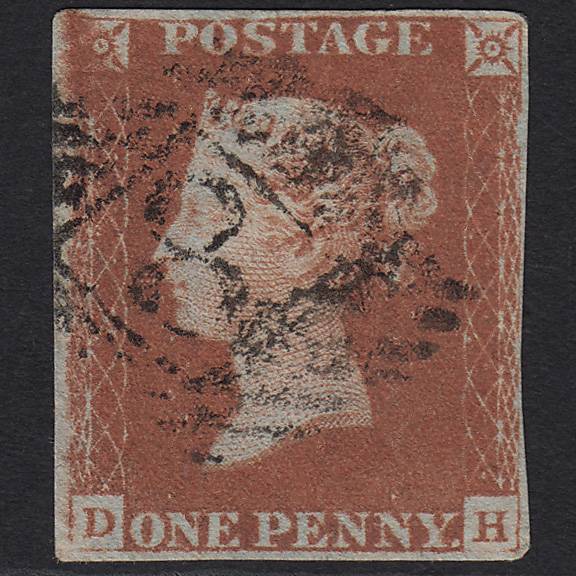 GB QV 1841 1d Red-brown (Plate 67) SG8-B1(1) DH GU London IS 8 4 Margins