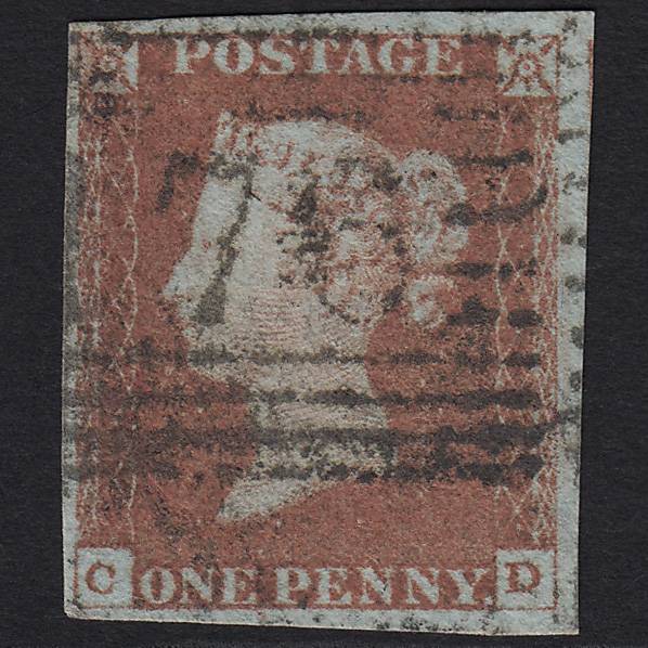 GB QV 1841 1d Red-brown Pl 69 SG8-B1(1) CD GU Helensburgh 176 4M Imperf