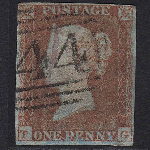 GB QV 1841 1d Red-brown (Plate 102) SG8-B1(1) TG GU 4 Margins