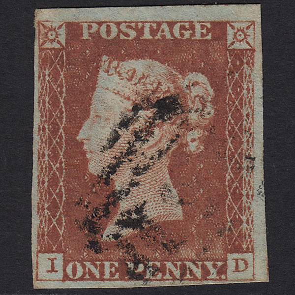 GB QV 1841 1d Red-brown (Plate 53) SG8-B1(1) ID FU 4 Margins