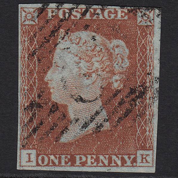 GB QV 1841 1d Red-brown (Plate 38) SG8-B1(1) IK VFU in Ireland 4 Margins