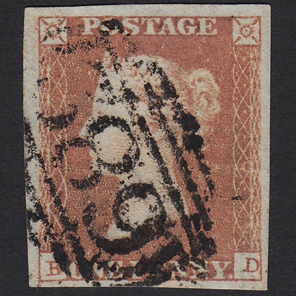 GB QV 1841 1d Red-brown Pl 94 SG8-B1(1) BD GU 4M Imperf ST Leonards 682