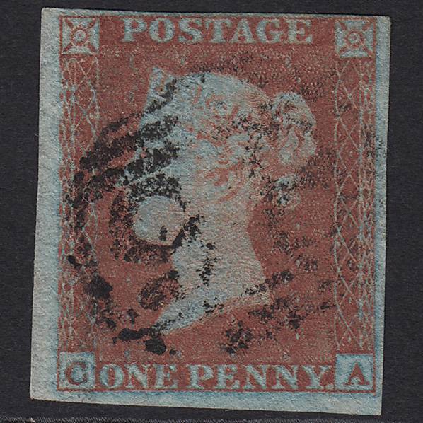 GB QV 1841 1d Very Blued (Plate 154) SG8a-B1(2) CA GU 4M Imperf