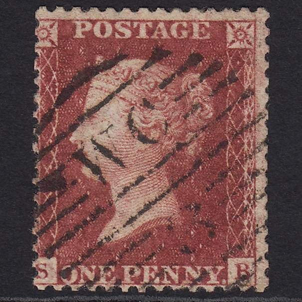 GB QV 1857 1d Rose-red Pl 27 SG40-C10(1) SB GU London D&S WC3 Misperf