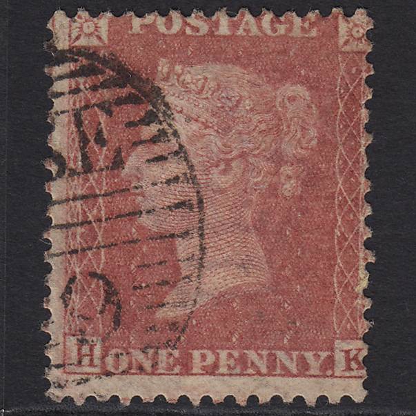 GB QV 1857 1d Rose-red Pl 55 SG40-C10(1) HK GU London D&S SE9 Misperf