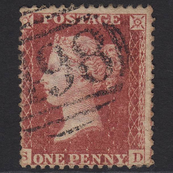 GB QV 1857 1d Rose-red Pl 60 SG40-C10(1) SD GU Manchester 498 Misperf