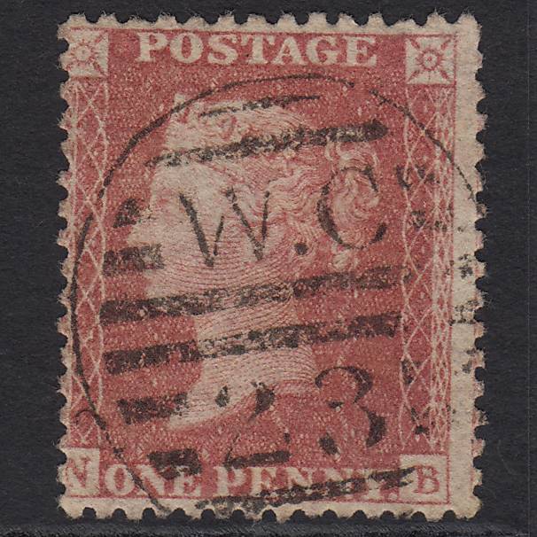 GB QV 1857 1d Rose-red Pl 66 SG40-C10(1) NB FU London D&S WC23 Misperf