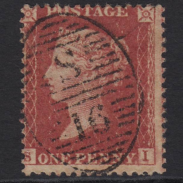 GB QV 1857 1d Rose-red Pl 58 SG40-C10(1) SI FU London D&S S16 Misperf