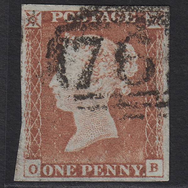 GB QV 1841 1d Pale Red-brown (Plate 68) SG9-B1(3) OB FU 4 Margins