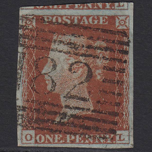 GB QV 1841 1d Red-brown Pl 50 SG8-B1(1) OL FU 4M Imperf Inverkeithing 182