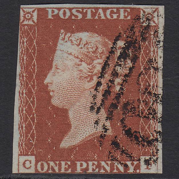 GB QV 1841 1d Red-brown SG8-B1(1) CF FU Light Cancel