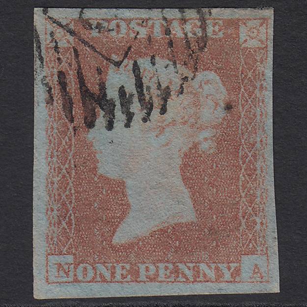 GB QV 1841 1d Very Blued (Plate 96) SG8a-B1(2) NA FU 4M Imperf