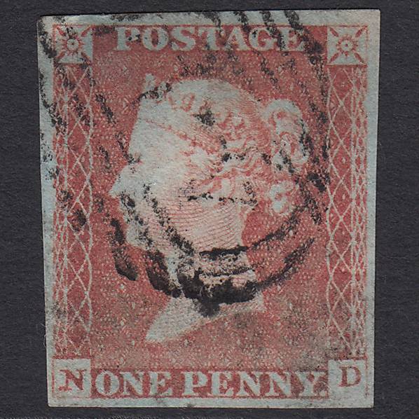 GB QV 1841 1d Pale Red-brown (Plate 80) SG9-B1(3) ND GU 4M Leamington 444