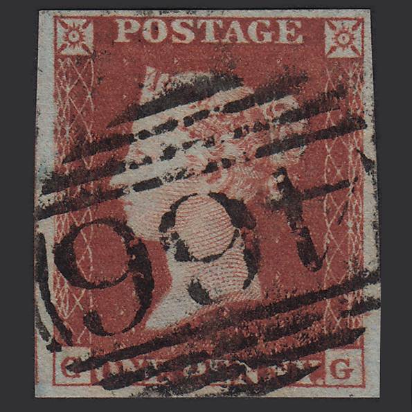GB QV 1841 1d Pl 95 SG8-B1(1) GG FU Missing Imprimatur 4M Liverpool 466