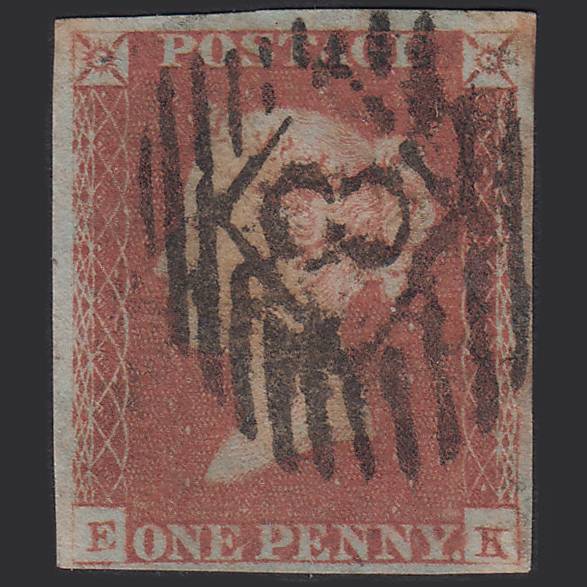 GB QV 1841 1d Red-brown (Plate 78) SG8-B1(1) EK GU 4 Margins London IS 8