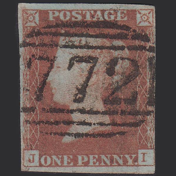 GB QV 1841 1d Very Blued Pl 77 SG8a-B1(2) JI FU 4 Margins Tadcaster 772