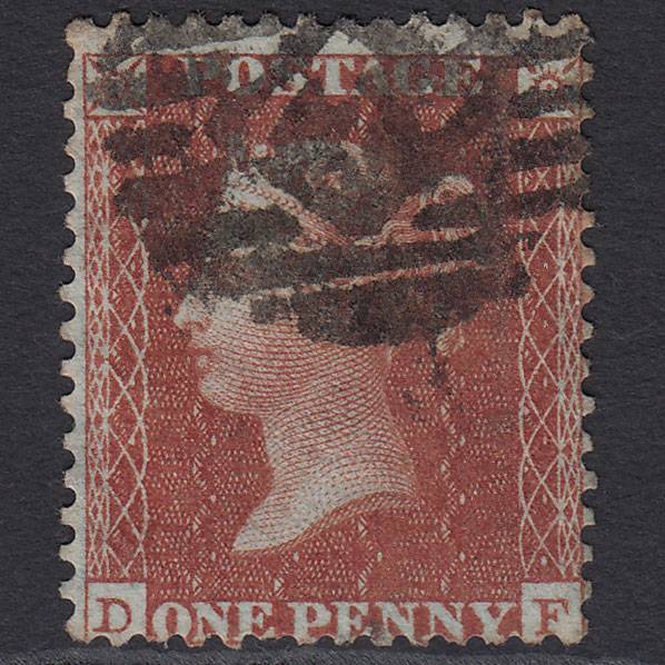 GB QV 1855 1d Red-brown (Plate 1) SG24-C3(1) DF GU London IS Cancel