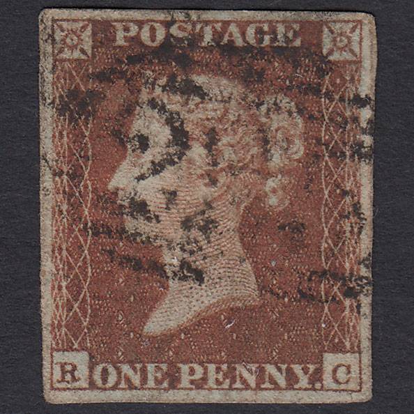 GB QV 1841 1d Deep Red-brown (Plate 98) SG10-B1(4) RC GU 4 Margins