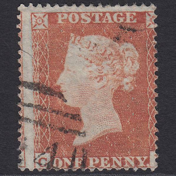 GB QV 1854 1d Yellow-brown SG18-C1(2) C? GU Light Cancel