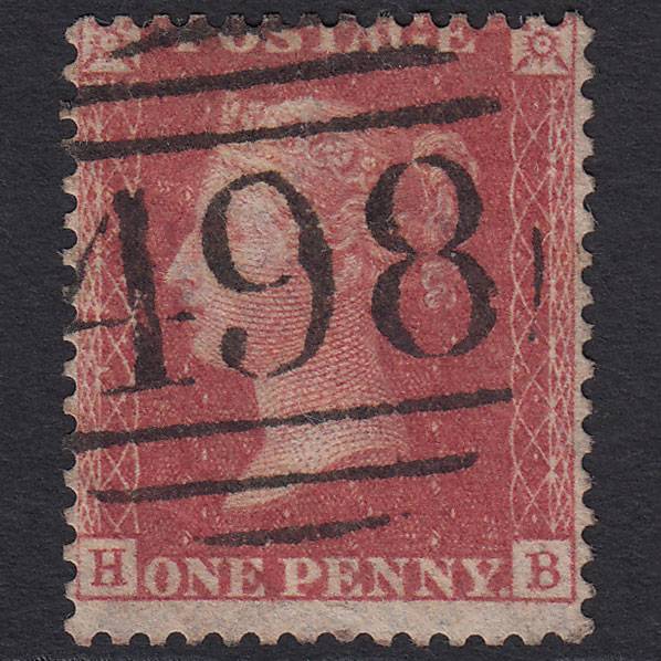 GB QV 1857 1d Rose-red Pl 48 SG40-C10(1) HB GU Manchester 498 Misperf