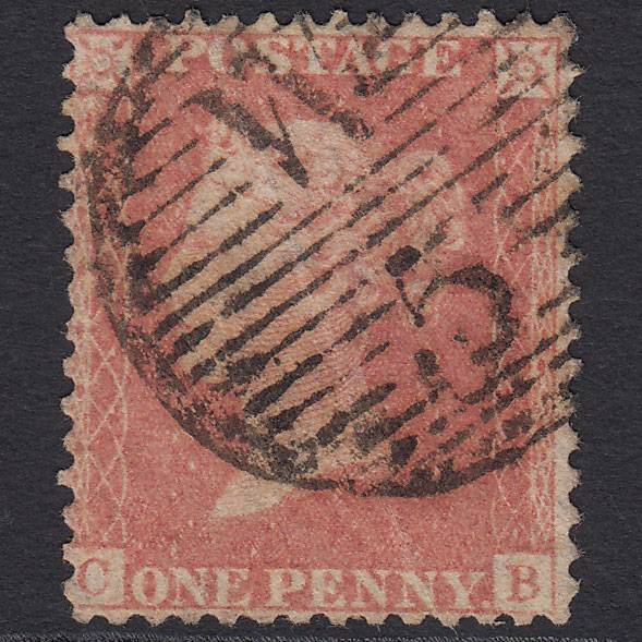 GB QV 1857 1d Pale Red Transitional (Plate 44) SGC9(3) CB GU London D&S W5