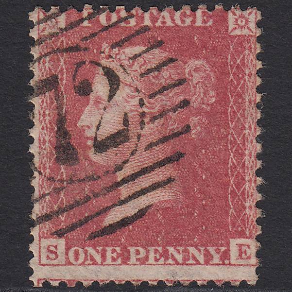 GB QV 1857 1d Rose-red Pl 48 SG40-C10(1) SE VFU London D&S 72 Misperf