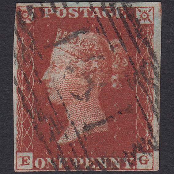GB QV 1841 1d Deep Red-brown (Plate 53) SG10-B1(4) EG GU 4M Edinburgh 131