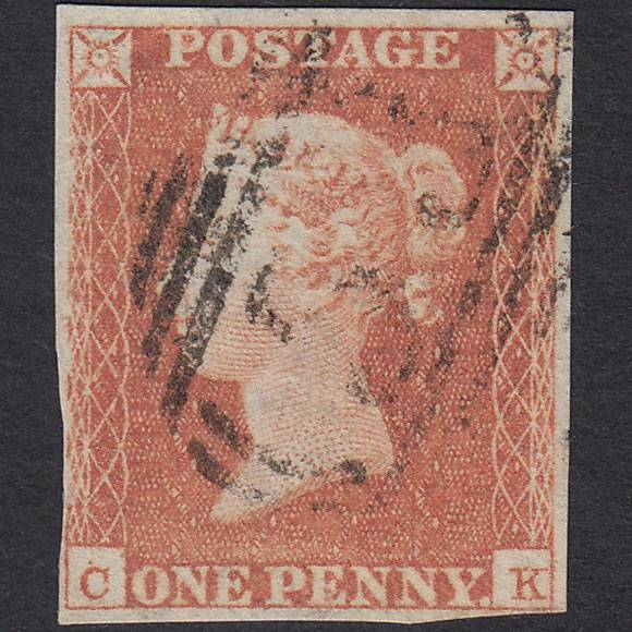 GB QV 1841 1d Orange-brown (Plate 100) SG12-B1(6) CK FU 4 Margins Bath 53