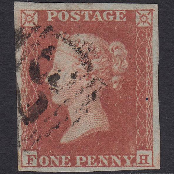 GB QV 1841 1d Red-brown (Plate 166) SG8-B2(1) FH FU 4 Margins